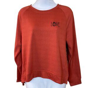 Rae Dunn Long Sleeve Burnt Orange Brushed Sweatshirt Embroidered Socks Sm NWT